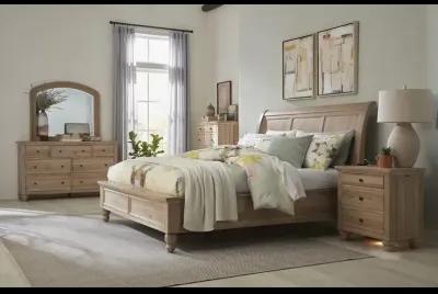 Cambridge Queen Sleigh Bed - Modern Khaki