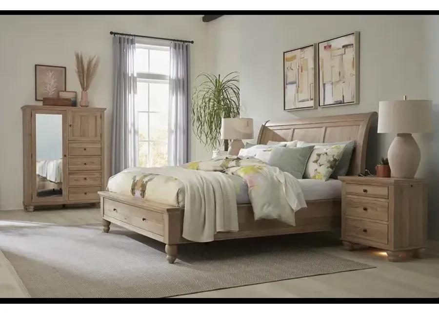 Cambridge Queen Storage Sleigh Bed - Modern Khaki