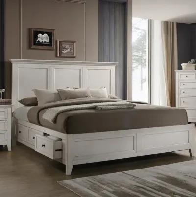 San Mateo Queen Storage Bed - Rustic White