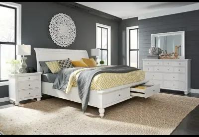 Cambridge Queen Storage Sleigh Bed - White