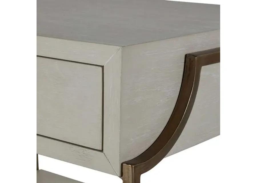 Soma 2-Drawer Nightstand - Cerused White/Stain Brass - Gabby