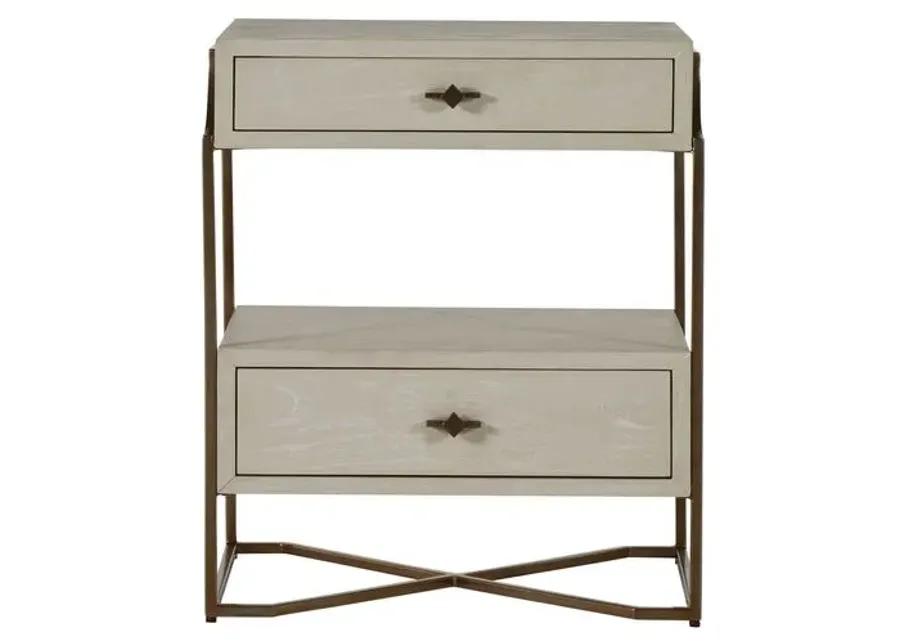 Soma 2-Drawer Nightstand - Cerused White/Stain Brass - Gabby