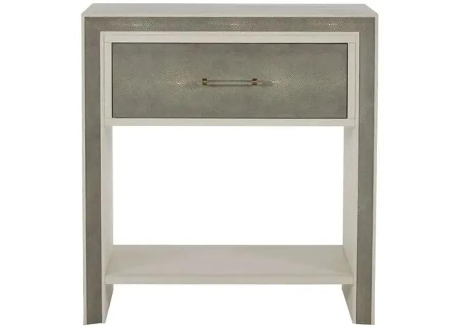 Alford Faux Shagreen Nightstand - White Cerused Oak - Gabby