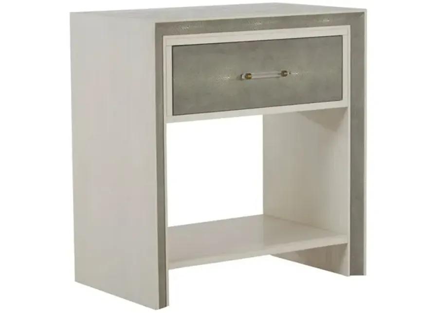 Alford Faux Shagreen Nightstand - White Cerused Oak - Gabby