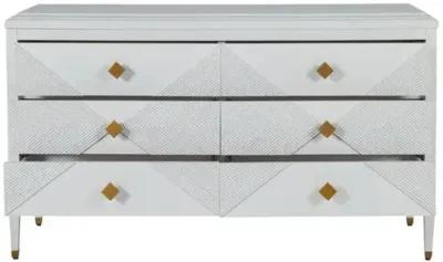 Julia Cerused 6-Drawer Dresser - White/Stained Gold - Gabby