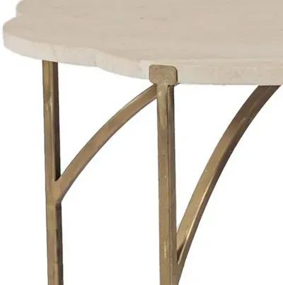 Gillian Flower Side Table - Antique Gold/Natural Limestone - Gabby