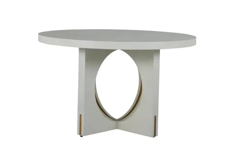 Sheila 50" Round Dining Table - Cerused White/Stained Gold - Gabby