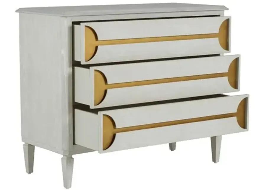 Kaitlin 3-Drawer Chest - Stained Brass/Cerused White - Gabby