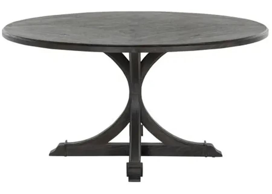 Adams Round 60" Dining Table - Cerused Forest Black - Gabby