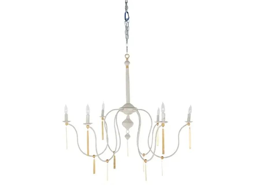 Tracy Chandelier - Textured White/Vintage Gold - Gabby