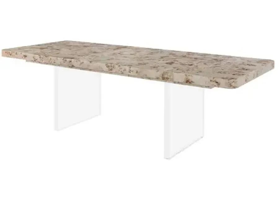 Tranquility Extension Dining Table - Mappa Burl/Acrylic - Miranda Kerr Home