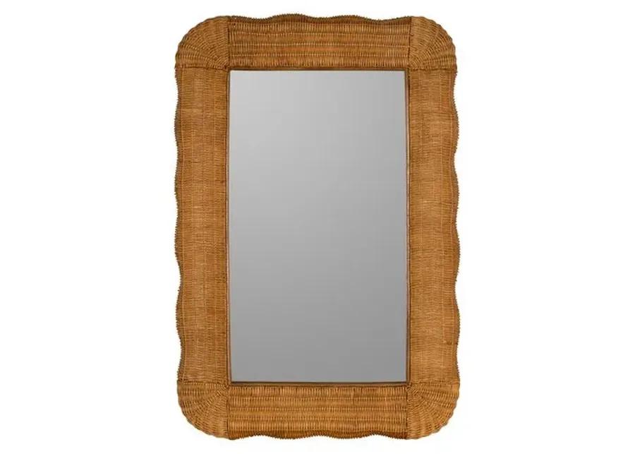 Annie Scallop Rattan Wall Mirror - Natural