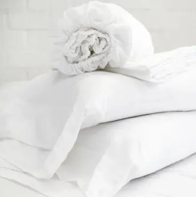 Linen Sheet Set - Pom Pom at Home - White, 300 Thread Count, Egyptian Cotton Sateen, Soft and Luxurious