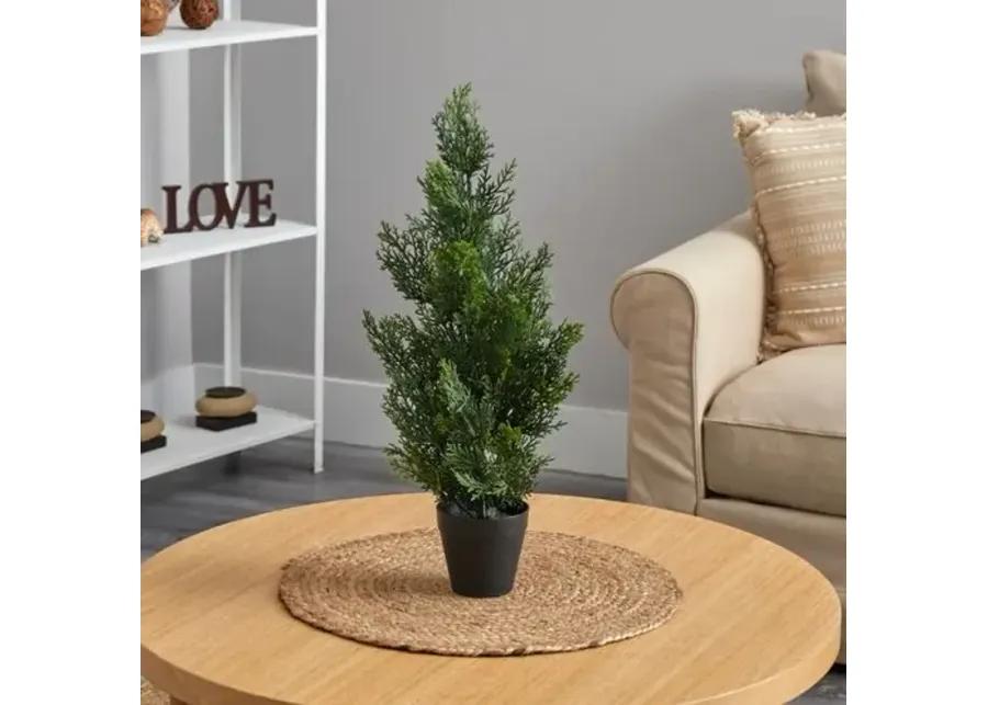 24" Faux Cedar/Pine Tree - Green