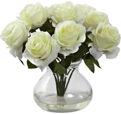 Rose Arrangement with Vase - White