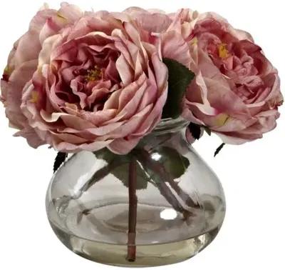 Fancy Rose with Vase - Pink