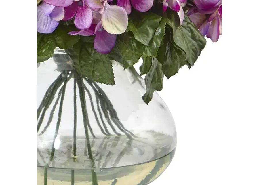 Hydrangea with Large Vase - Purple