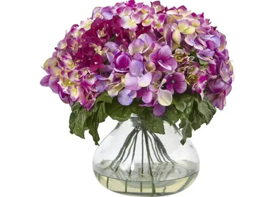 Hydrangea with Large Vase - Purple