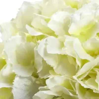 9" Faux Hydrangea Flower Arrangement - White