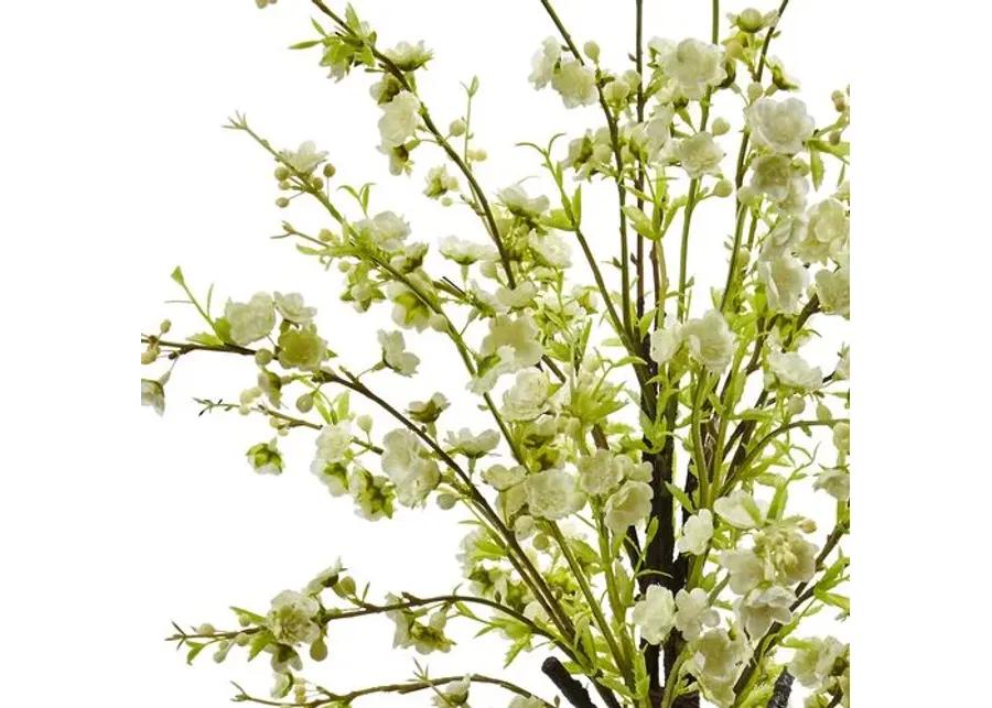 Cherry Blossom in Glass Vase - Yellow