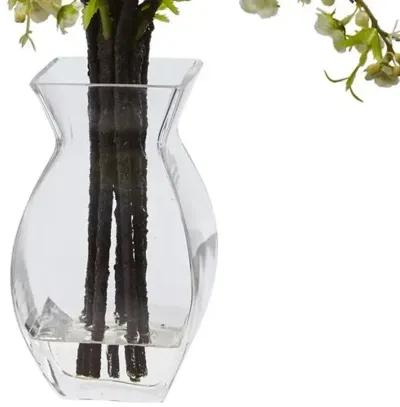 Cherry Blossom in Glass Vase - Yellow