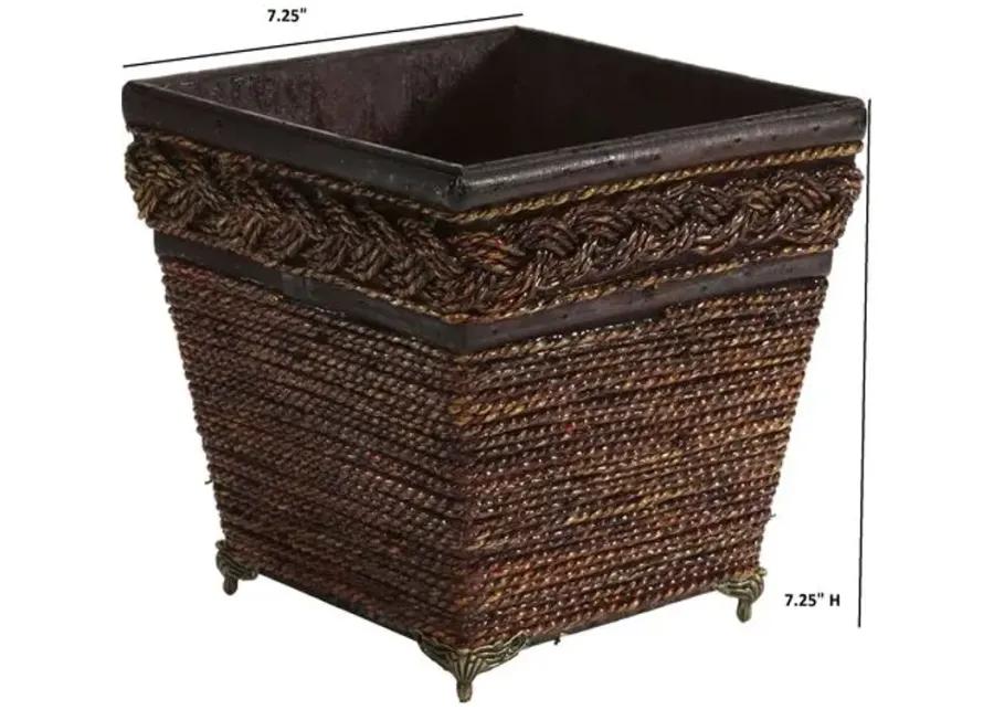 Lacquered Coiled Rope Planter - Brown - 7.25'L x 7.25'W x 7.25'H