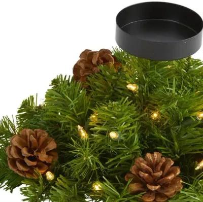 16" Faux Pine Arrangement - Green