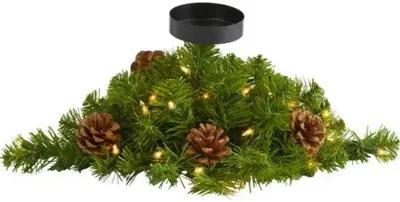 16" Faux Pine Arrangement - Green