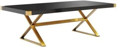 Amara Lacquer Rectangular Dining Table - Black/Brushed Gold