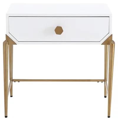 Bently Lacquer Side Table - White - Handcrafted