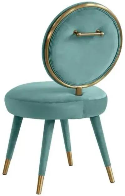 Bevin Velvet Dining Chair - Handcrafted - Blue