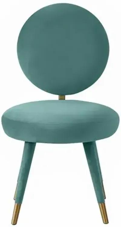 Bevin Velvet Dining Chair - Handcrafted - Blue