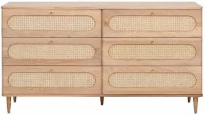 Coraline Cane 6-Drawer Dresser - Natural - Handcrafted - Beige