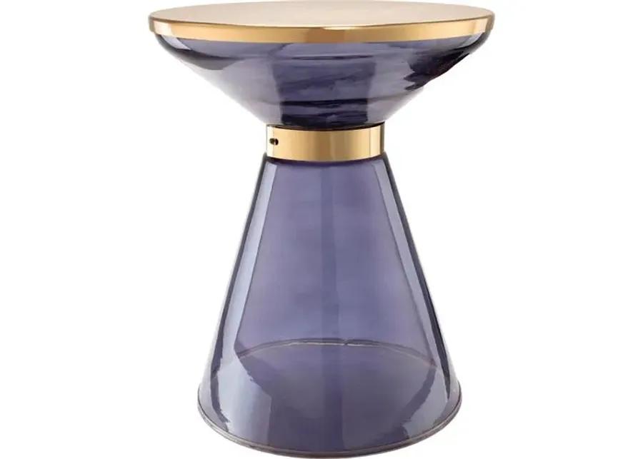 Cristiano Glass Side Table - Blue/Gold - Handcrafted