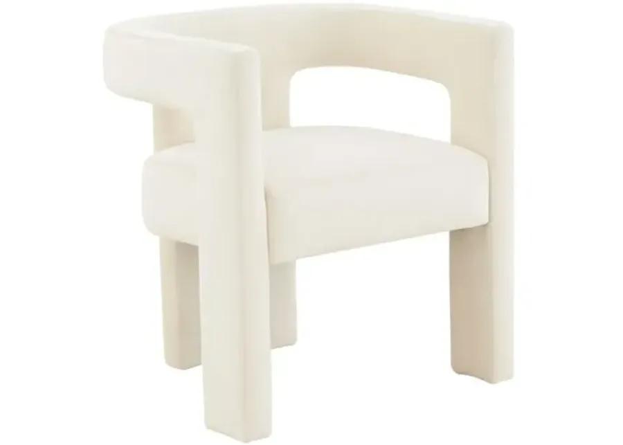 Everlee Velvet Dining Chair - Handcrafted - Ivory