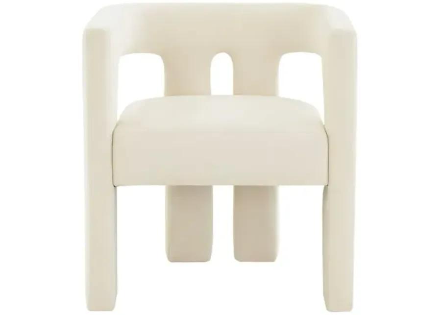 Everlee Velvet Dining Chair - Handcrafted - Ivory