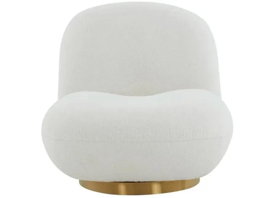 Kelly Swivel Chair - White Boucle - Handcrafted