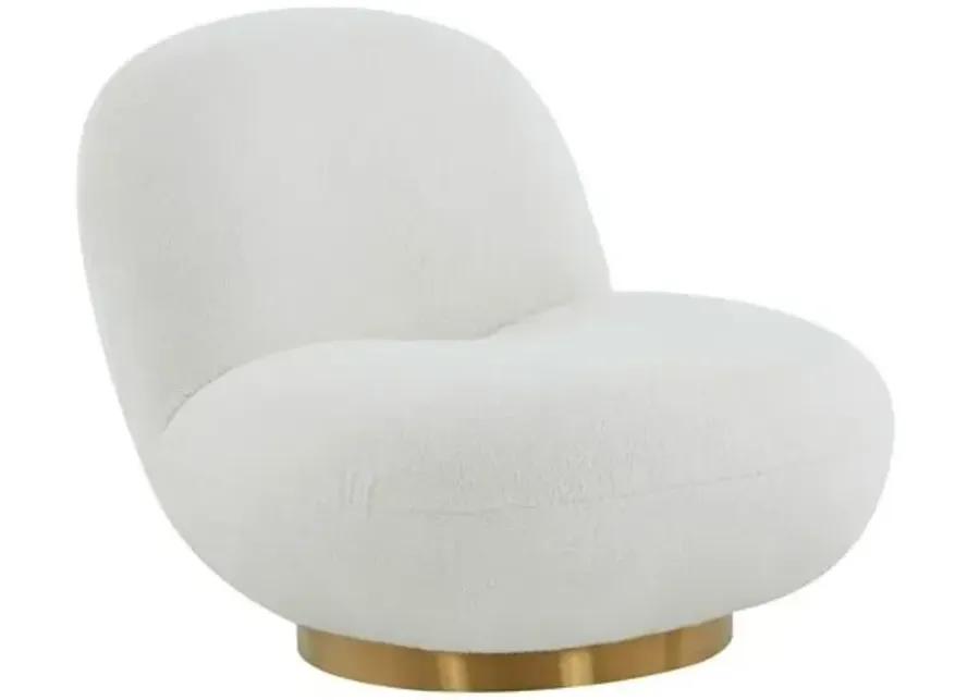 Kelly Swivel Chair - White Boucle - Handcrafted