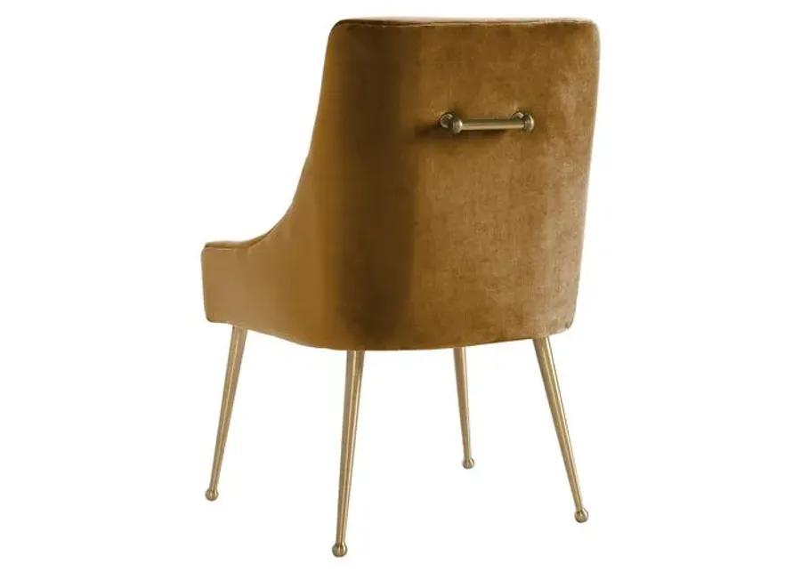 Lennon Velvet Side Chair - Cognac - Handcrafted - Brown