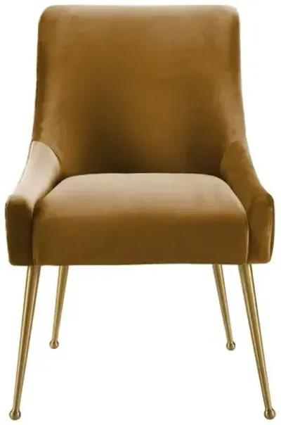 Lennon Velvet Side Chair - Cognac - Handcrafted - Brown