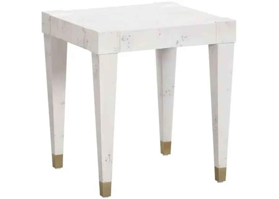 Madison Burl End Table - Handcrafted - White