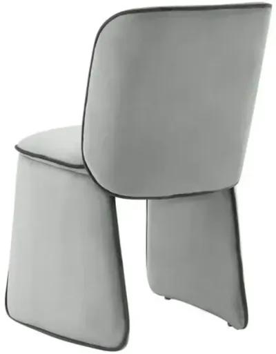 Nolen Velvet Dining Chair - Grey - Handcrafted - Gray