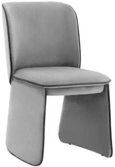 Nolen Velvet Dining Chair - Grey - Handcrafted - Gray