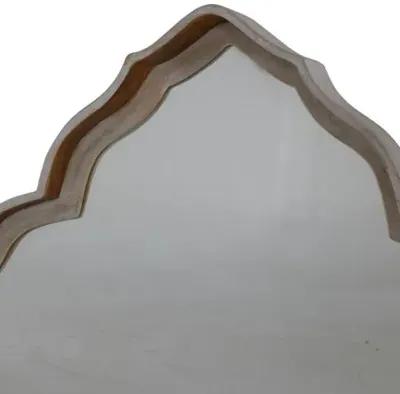 Adriana Scalloped Wall Mirror - Cerused White/Gilded Gold - Gabby