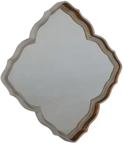 Adriana Scalloped Wall Mirror - Cerused White/Gilded Gold - Gabby