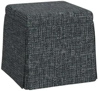 Anne Skirted Storage Ottoman - Basketweave - Blue