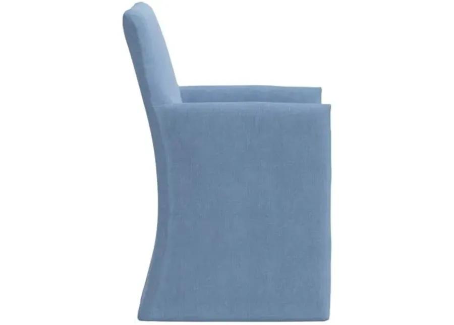 Edith Slipcover Dining Armchair - Linen - Blue