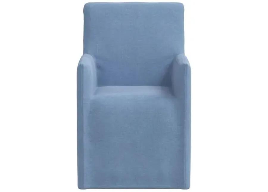 Edith Slipcover Dining Armchair - Linen - Blue