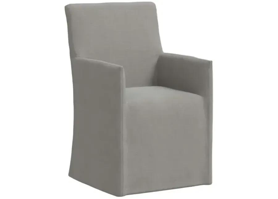 Edith Slipcover Dining Armchair - Linen - Gray