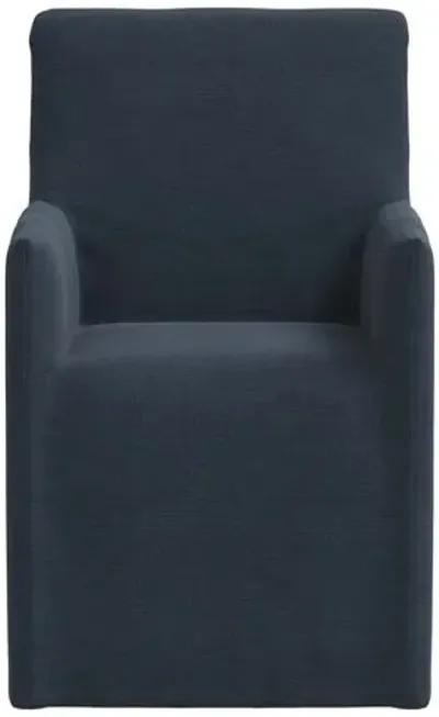 Edith Slipcover Dining Armchair - Linen - Blue